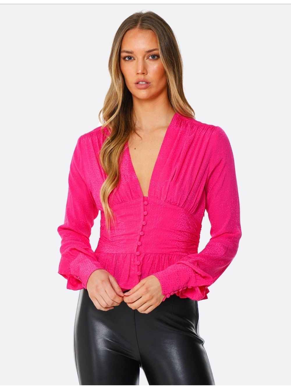 Rotate Birger Christensen Tracy Long Sleeve Ruffle Hem Blouse